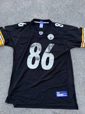 Pittsburgh Steelers Hines Ward Football Jersey Large NFL Reebok Black Yellow